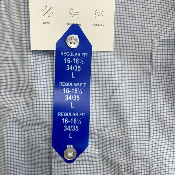 NEW Calvin Klein Men's L Button down Dress Shirt Regular Fit Light Blue Pattern - Picture 7 of 9